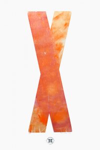 Large Orange X letterpress Art Bridget Murphy Design Printmaking