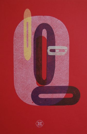 Red Os letterpress Art Bridget Murphy Design Printmaking