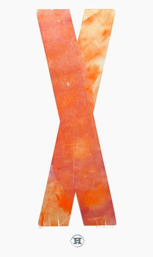 Large Orange X letterpress Art Bridget Murphy Design Printmaking