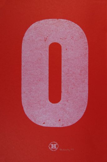 Large Red O letterpress Art Bridget Murphy Design Printmaking