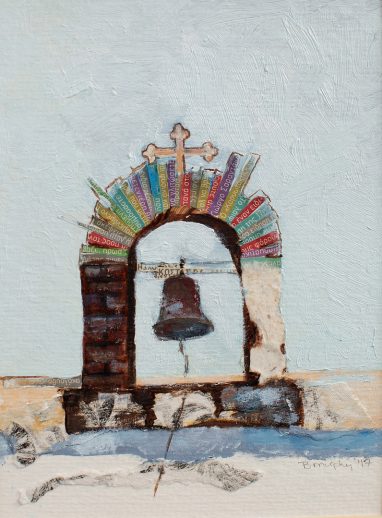 St. Athanasios Bell Tower I; oil & collage; 11x14 framed; 175.00