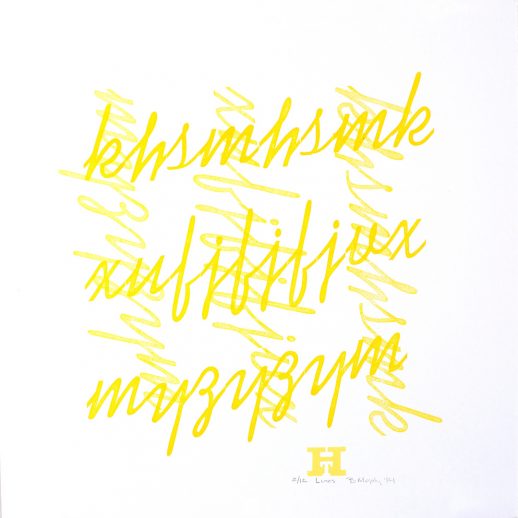 Yellow lines letterpress Art Bridget Murphy Design Printmaking